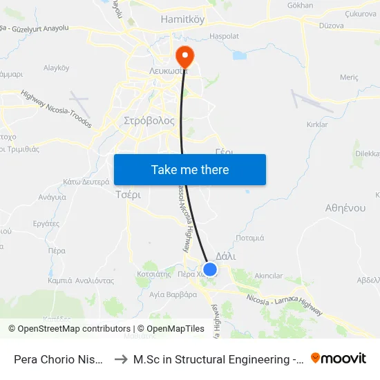 Pera Chorio Nisou High School 1 to M.Sc in Structural Engineering - Frederick University Cyprus map