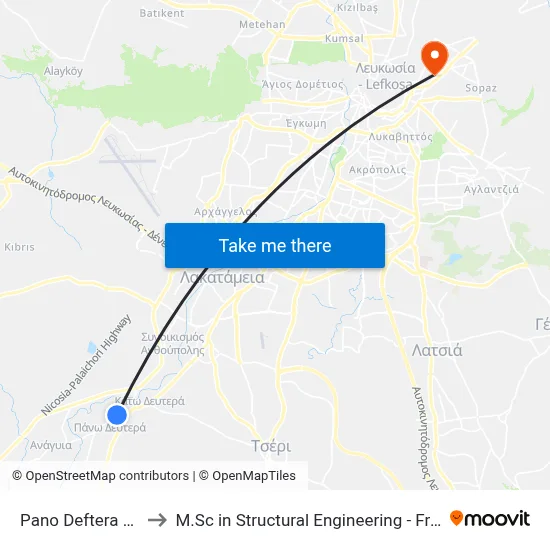 Pano Deftera Elem. School to M.Sc in Structural Engineering - Frederick University Cyprus map