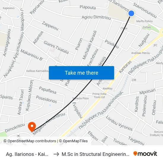 Ag. Ilarionos - Kaimakli Elem. School C to M.Sc in Structural Engineering - Frederick University Cyprus map