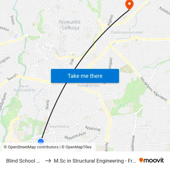 Blind School Ag. Varnavas to M.Sc in Structural Engineering - Frederick University Cyprus map