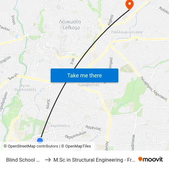 Blind School Ag. Varnavas to M.Sc in Structural Engineering - Frederick University Cyprus map