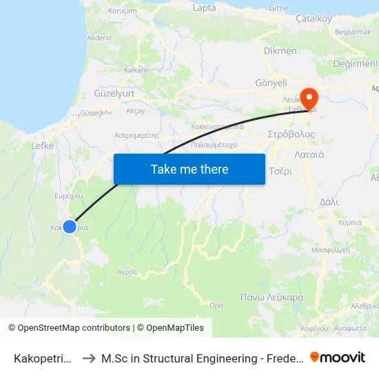 Kakopetria Square to M.Sc in Structural Engineering - Frederick University Cyprus map