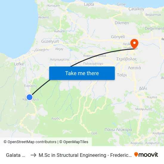 Galata Square to M.Sc in Structural Engineering - Frederick University Cyprus map