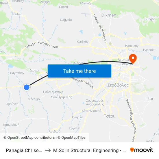 Panagia Chriseleousa Church to M.Sc in Structural Engineering - Frederick University Cyprus map