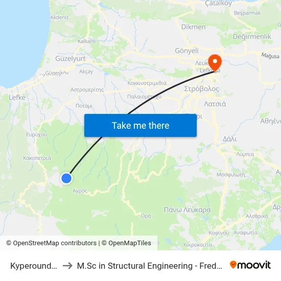 Kyperounda Winery to M.Sc in Structural Engineering - Frederick University Cyprus map