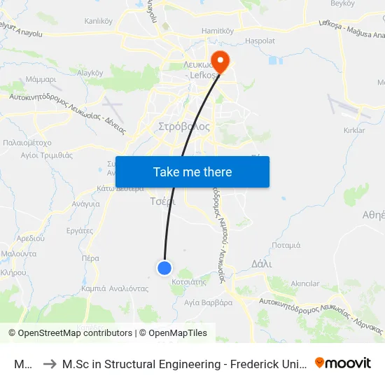 Marki to M.Sc in Structural Engineering - Frederick University Cyprus map