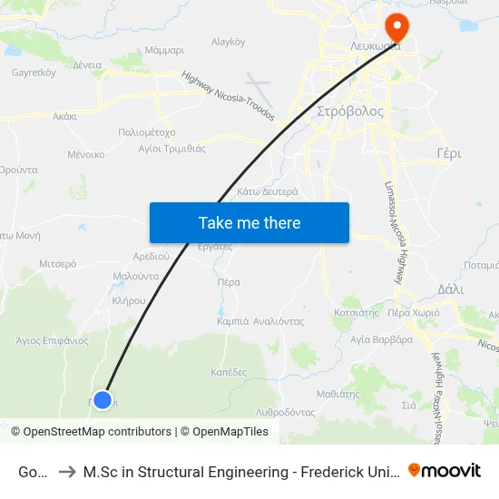 Gourri to M.Sc in Structural Engineering - Frederick University Cyprus map