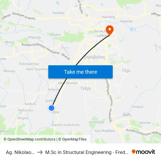 Ag. Nikolaos Church to M.Sc in Structural Engineering - Frederick University Cyprus map