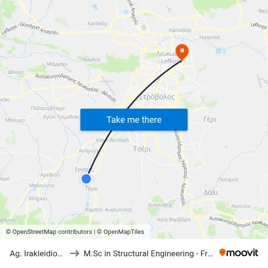 Ag. Irakleidios Monastery to M.Sc in Structural Engineering - Frederick University Cyprus map