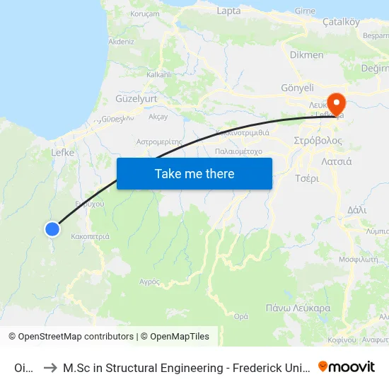 Oikos to M.Sc in Structural Engineering - Frederick University Cyprus map