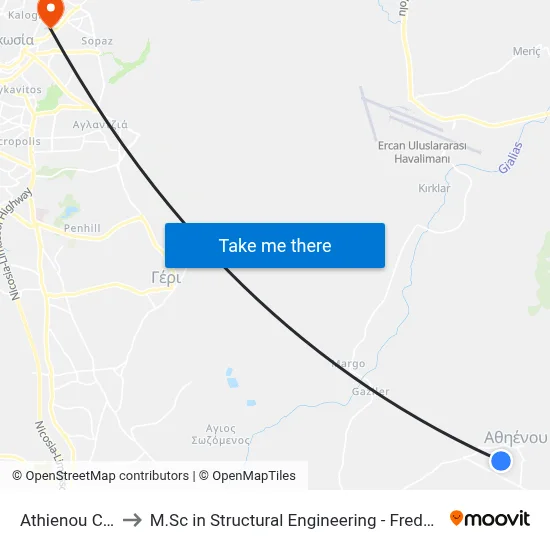 Athienou Cemetery to M.Sc in Structural Engineering - Frederick University Cyprus map