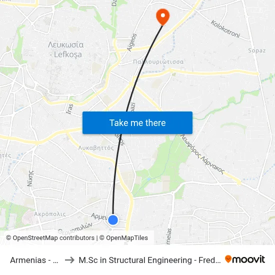 Armenia - Kalypso to M.Sc in Structural Engineering - Frederick University Cyprus map