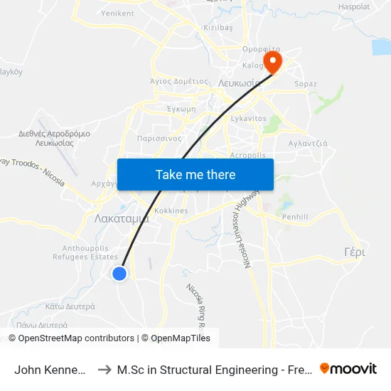 John Kennedy - Tseriou to M.Sc in Structural Engineering - Frederick University Cyprus map