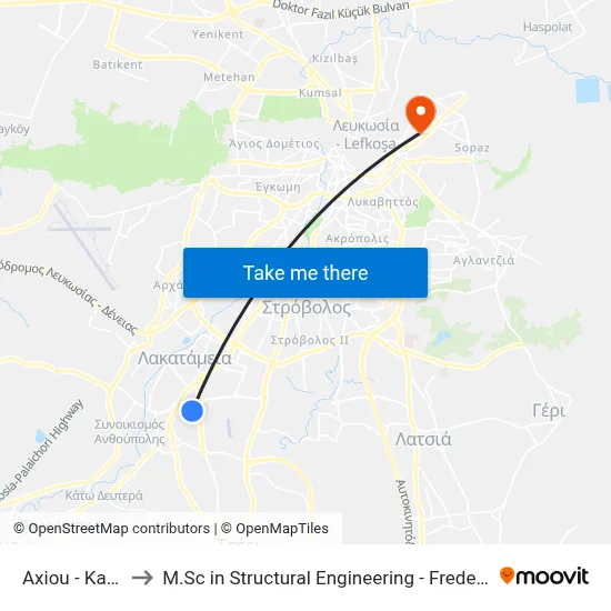 Axiou - Karyatidon to M.Sc in Structural Engineering - Frederick University Cyprus map