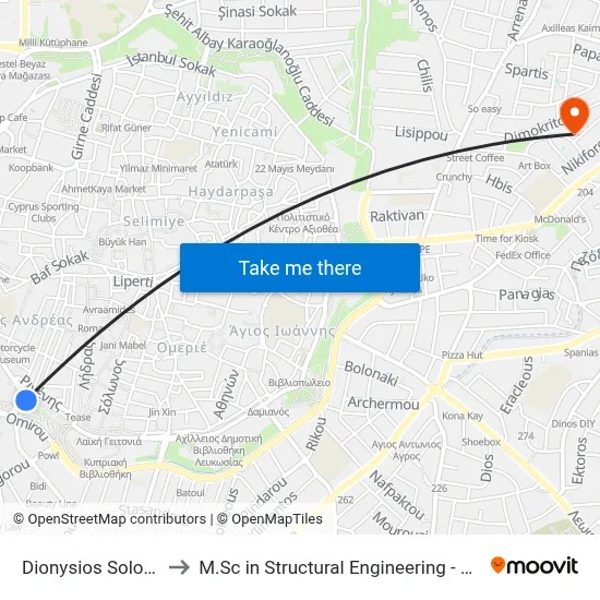 Dionysios Solomos Square A to M.Sc in Structural Engineering - Frederick University Cyprus map