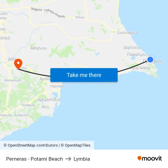 Perneras - Potami Beach to Lymbia map