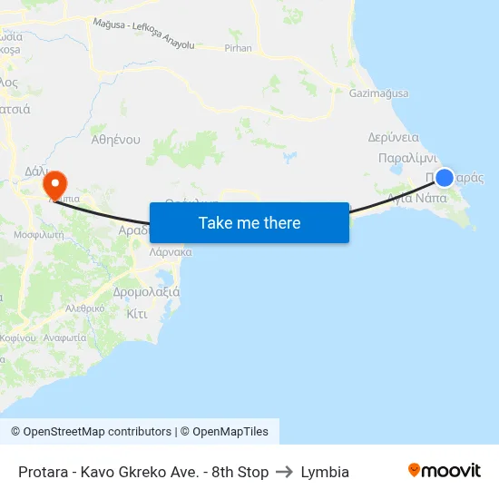 Protara - Kavo Gkreko Avenue - 8th Stop to Lymbia map
