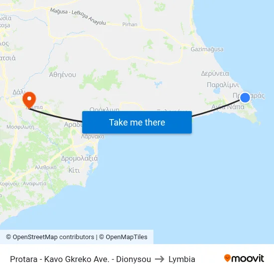 Protara - Cape Greco Avenue - Dionysou to Lymbia map