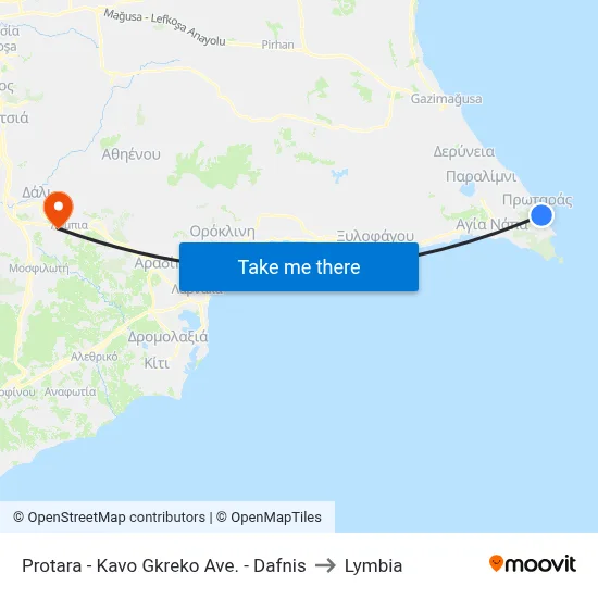 Protara - Kavo Gkreko Avenue - Dafnis to Lymbia map