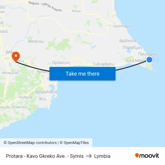 Protara - Kavo Gkreko Avenue - Symis to Lymbia map