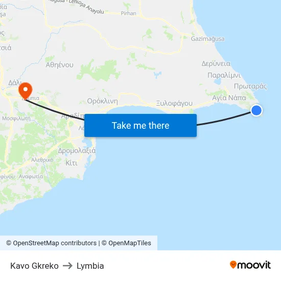 Kavo Gkreko to Lymbia map