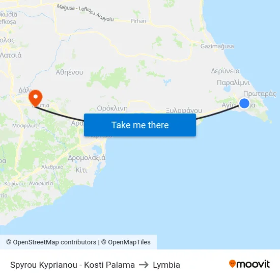 Spyros Kyprianou - Kostis Palamas to Lymbia map