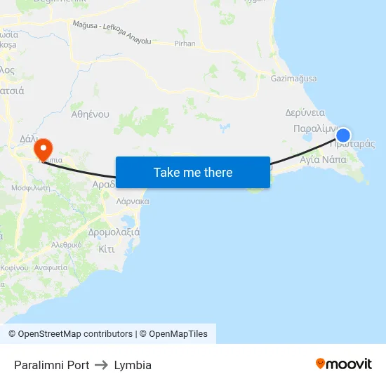 Paralimni Port to Lymbia map