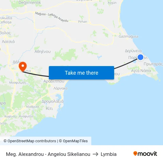 Alexander the Great - Angelou Sikelianou to Lymbia map