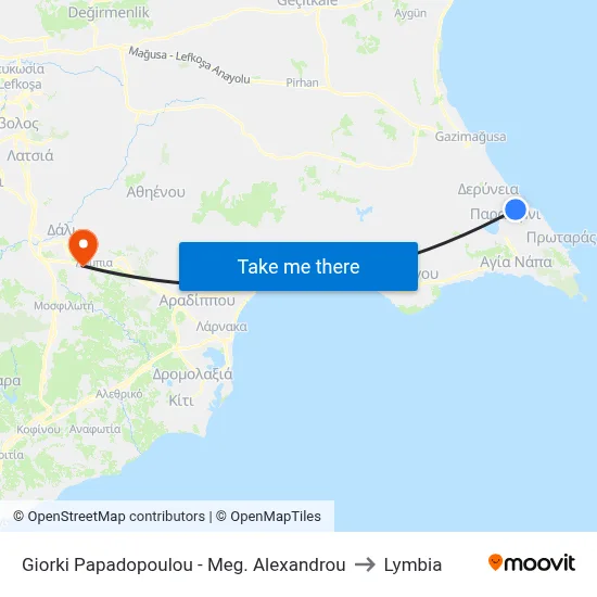 Giorki Papadopoulou - Meg. Alexandrou to Lymbia map