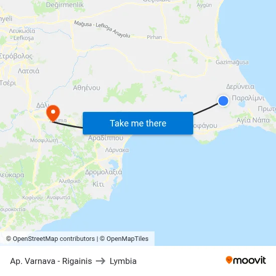 Ap. Varnava - Rigainis to Lymbia map