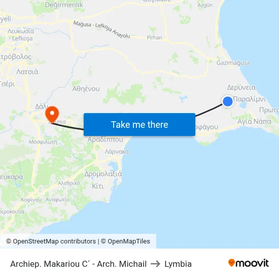 Archbishop Makarios III - Arch. Michael to Lymbia map