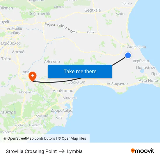 Strovilia Crossing Point to Lymbia map