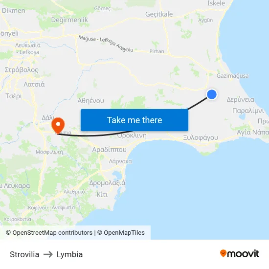 Strovilia to Lymbia map