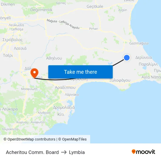 Acheritou Comm. Board to Lymbia map