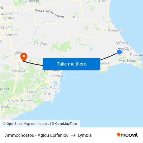 Ammochostou - Agiou Epifaniou to Lymbia map