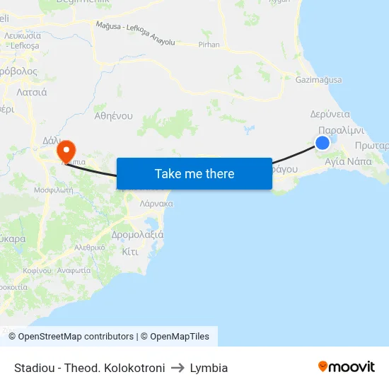 Stadiou - Theodorou Kolokotroni to Lymbia map