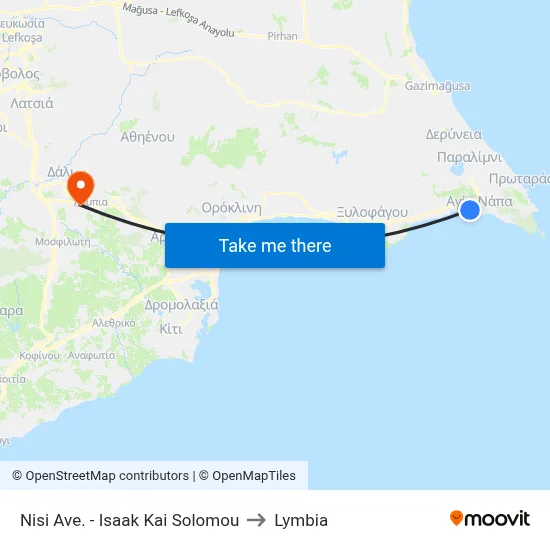 Nisi Avenue - Isaac and Solomon to Lymbia map