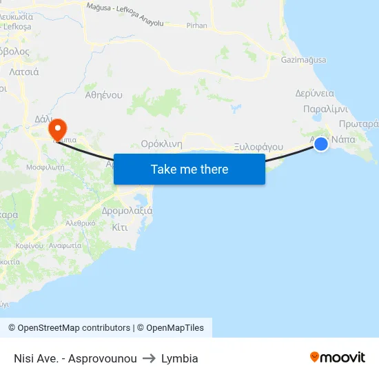 Nisi Avenue - Asprovounou to Lymbia map
