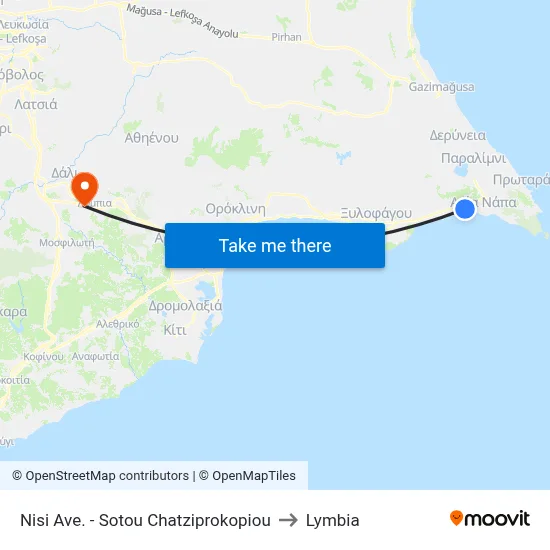 Nisi Ave - Sotou Chatziprokopiou to Lymbia map