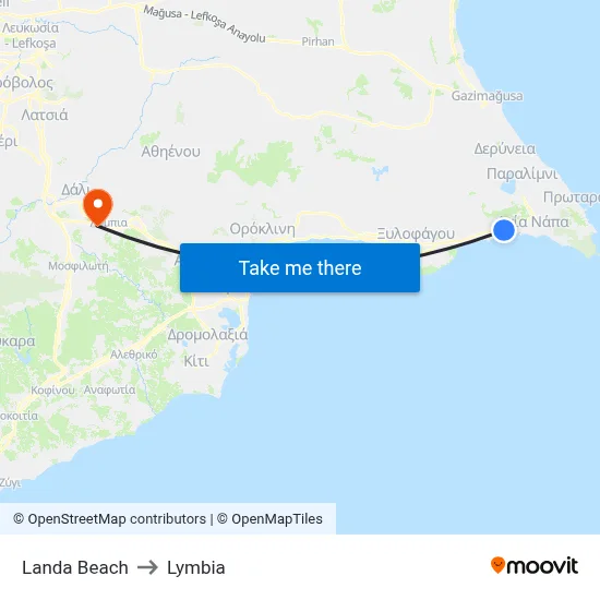 Landa Beach to Lymbia map