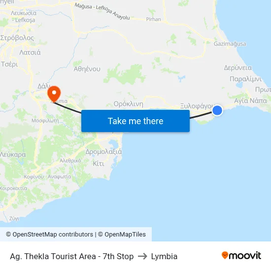Ag. Thekla Tourist Area - 7th Stop to Lymbia map