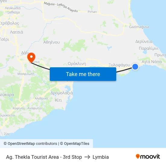 Ag. Thekla Tourist Area - 3rd Stop to Lymbia map