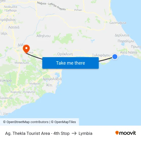 Ag. Thekla Tourist Area - 4th Stop to Lymbia map