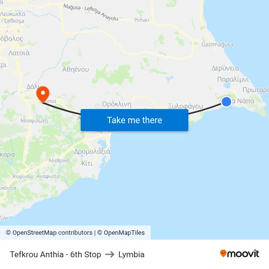 Tefkrou Anthia - 6th Stop to Lymbia map