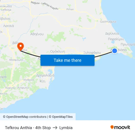 Tefkrou Anthia - 4th Stop to Lymbia map