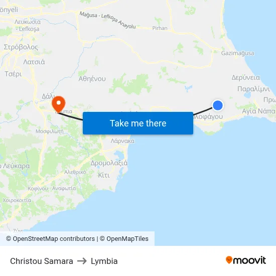 Christos Samaras to Lymbia map