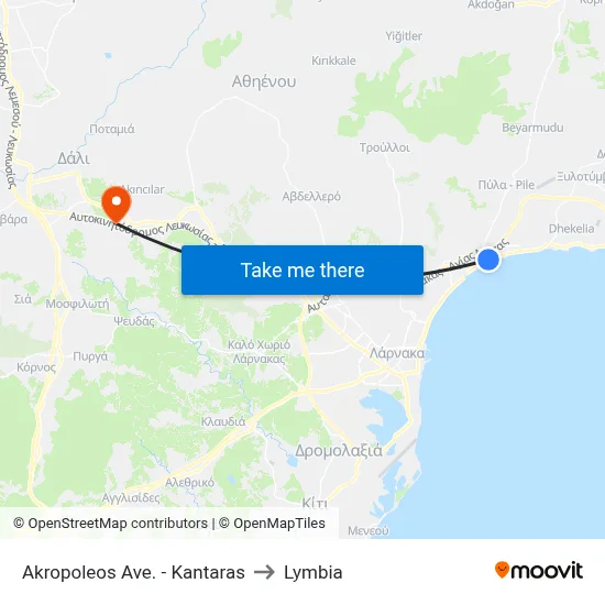 Acropolis Avenue - Kantaras to Lymbia map