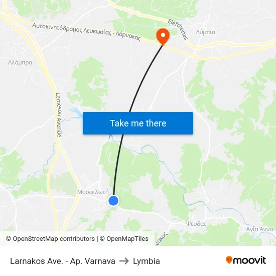 Larnakos Ave. - Ap. Varnava to Lymbia map