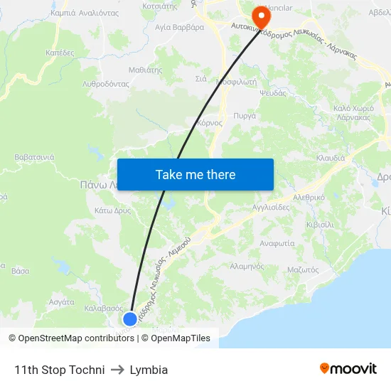 11th Stop Tochni to Lymbia map