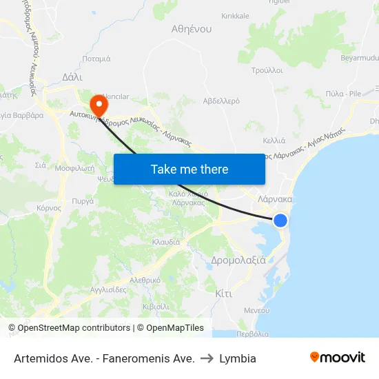 Artemidos Ave. - Faneromenis Ave. to Lymbia map